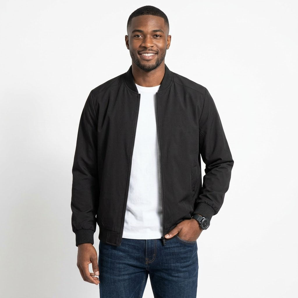 Men's Bomber Jacket, Lightweight Casual Windbreaker Coat, Full Zip Softshell Outerwear for Spring Fall, Stylish Flight Jackets