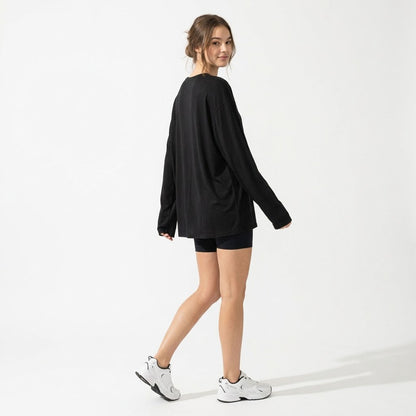 Women's Oversized Long Sleeve Shirts, Crewneck Fall Tops, Casual Loose Fit Workout Athletic Gym T-Shirts, Basic Clothes