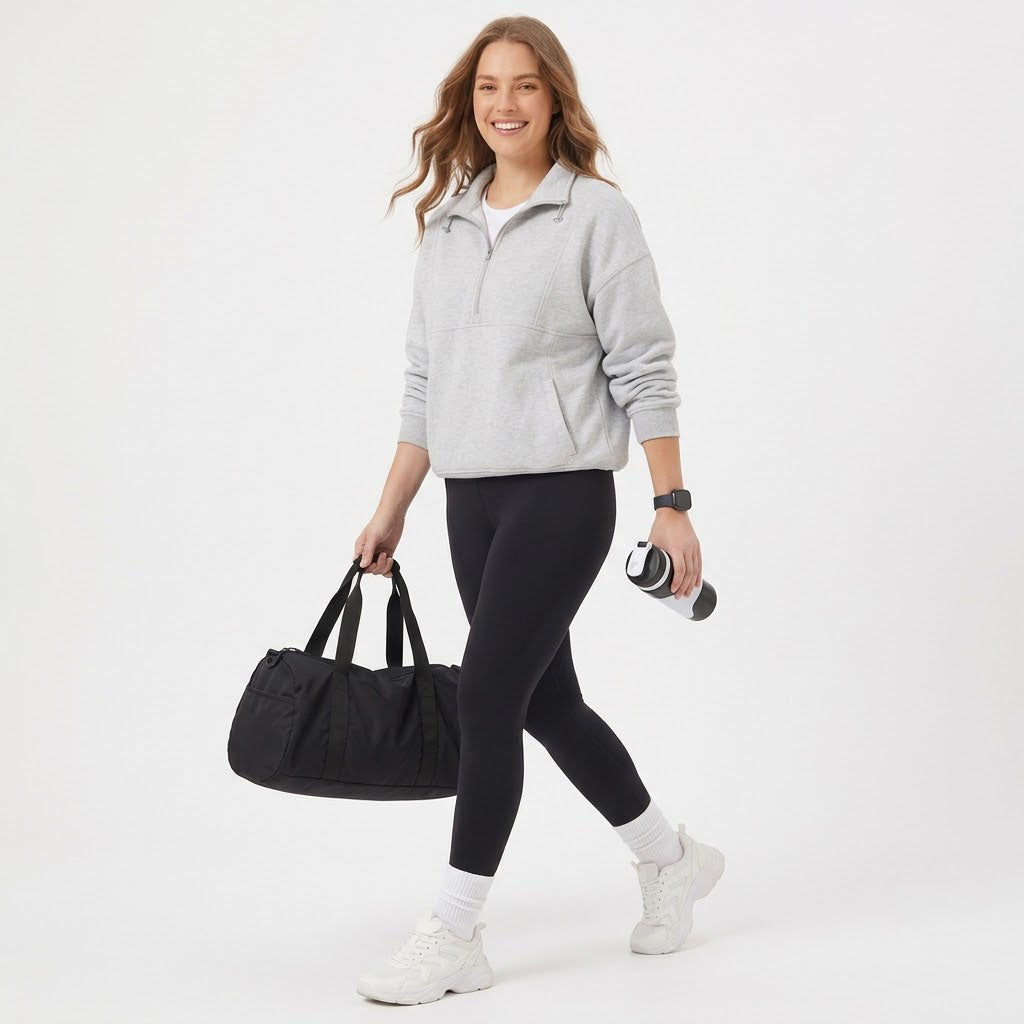 Women's Oversized Quarter Zip Fleece Sweatshirt, Mock Neck Pullover with Front Pockets, Casual Long Sleeve Fall Winter Clothes