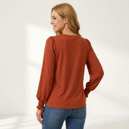 Women's Long Sleeve Shirts, Pleated Front Blouses with Smocked Cuffs, Dressy Casual Business Work Tops, Teacher Outfits