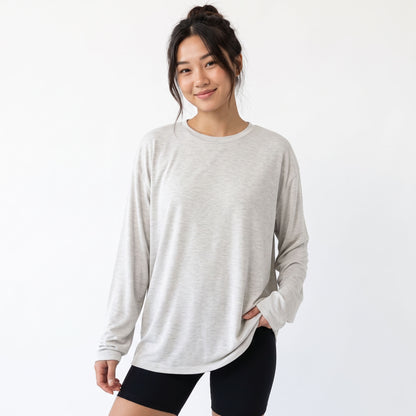 Women's Oversized Long Sleeve Shirts, Crewneck Fall Tops, Casual Loose Fit Workout Athletic Gym T-Shirts, Basic Clothes