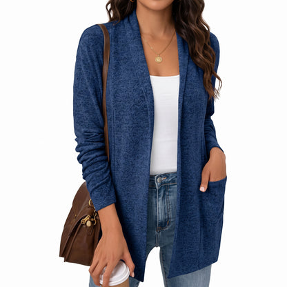 Women's Lightweight Cardigan, Open Front Long Cardigan with Pockets, Casual Soft Knit Fall Sweaters Business Casual Clothes