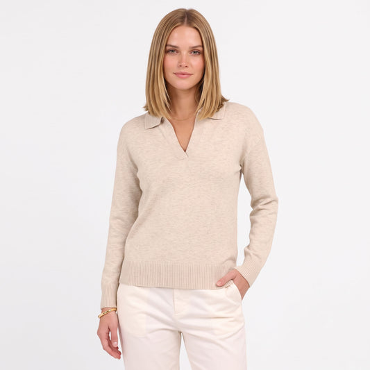 Women's Polo V Neck Lightweight Sweaters, Long Sleeve Collared Knit Pullover, Business Casual Work Office Tops Fall Clothes