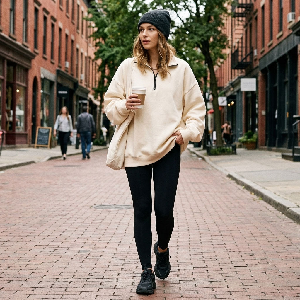 Women's Oversized Half Zip Sweatshirt, Fleece Quarter Zip Pullover, Soft Cozy Fall Winter Sweaters Mock Neck Outfits
