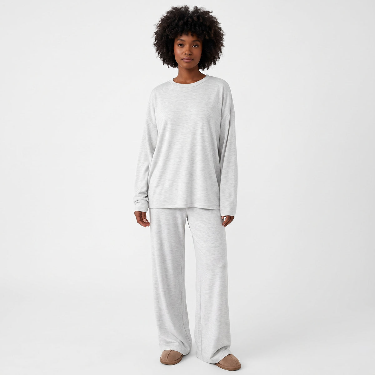 Women's 2 Piece Lounge Sets, Crewneck Long Sleeve Tops & Wide Leg Pants, Comfy Matching Sweatsuit Airport Travel Outfits