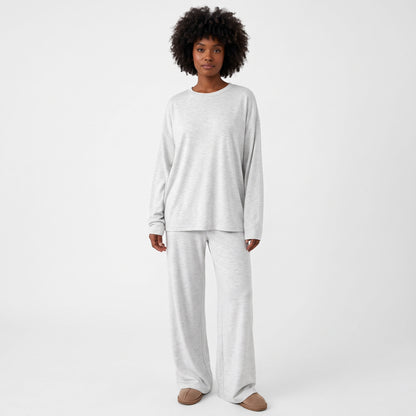 Women's 2 Piece Lounge Sets, Crewneck Long Sleeve Tops & Wide Leg Pants, Comfy Matching Sweatsuit Airport Travel Outfits