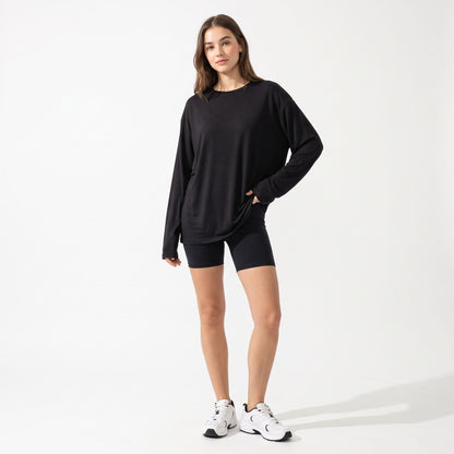 Women's Oversized Long Sleeve Shirts, Crewneck Fall Tops, Casual Loose Fit Workout Athletic Gym T-Shirts, Basic Clothes