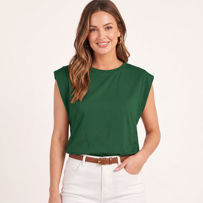 Women's Cap Sleeve Tops, Casual Crewneck Summer T-Shirts, Loose Fit Sleeveless Muscle Tank Business Casual Clothes
