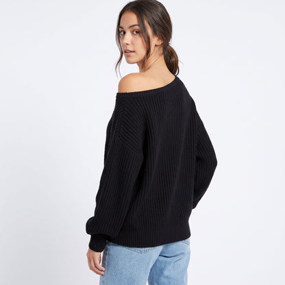 Women's Off The Shoulder Sweaters, Oversized Ribbed Knit Pullover Tops, Long Sleeve Asymmetrical Fall Going Out Clothes