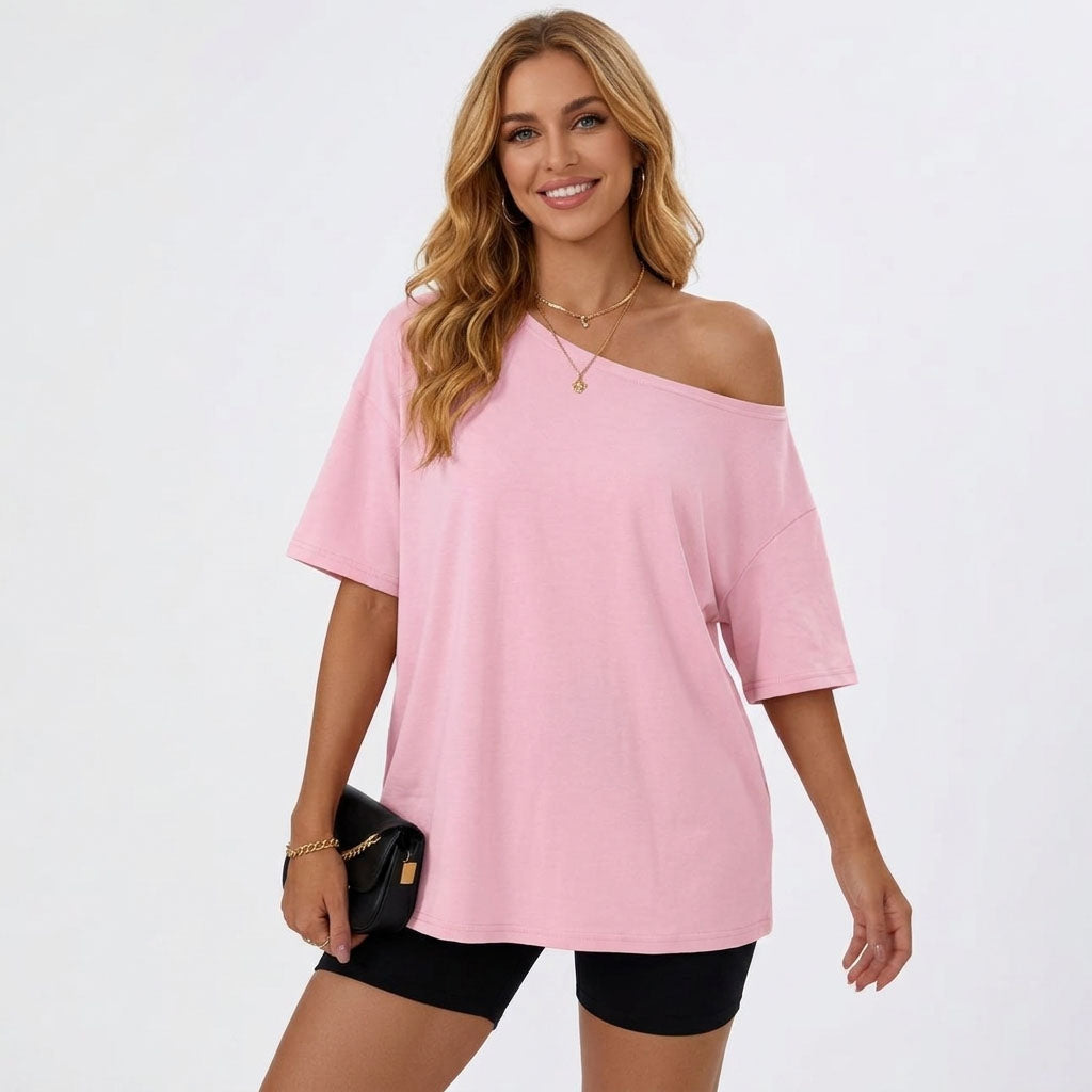 Women's Off The Shoulder Oversized Tops, Long Sleeve Asymmetrical T-Shirts, Casual One Shoulder Fall Going Out Fashion Clothes