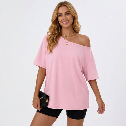 Women's Off The Shoulder Oversized Tops, Long Sleeve Asymmetrical T-Shirts, Casual One Shoulder Fall Going Out Fashion Clothes