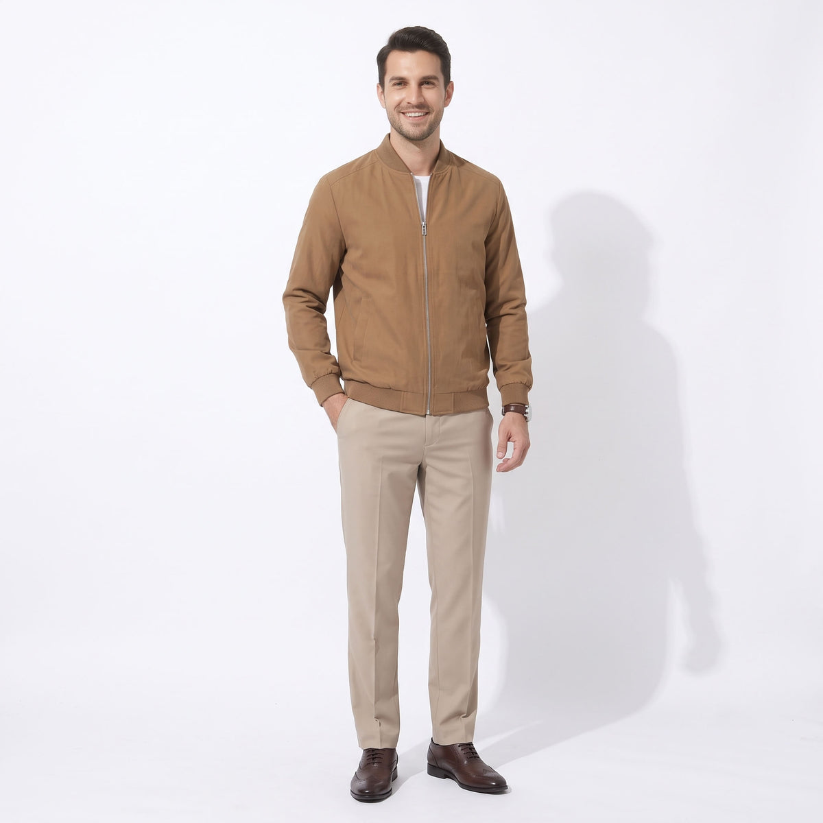 Men's Bomber Jacket, Lightweight Casual Windbreaker Coat, Full Zip Softshell Outerwear for Spring Fall, Stylish Flight Jackets