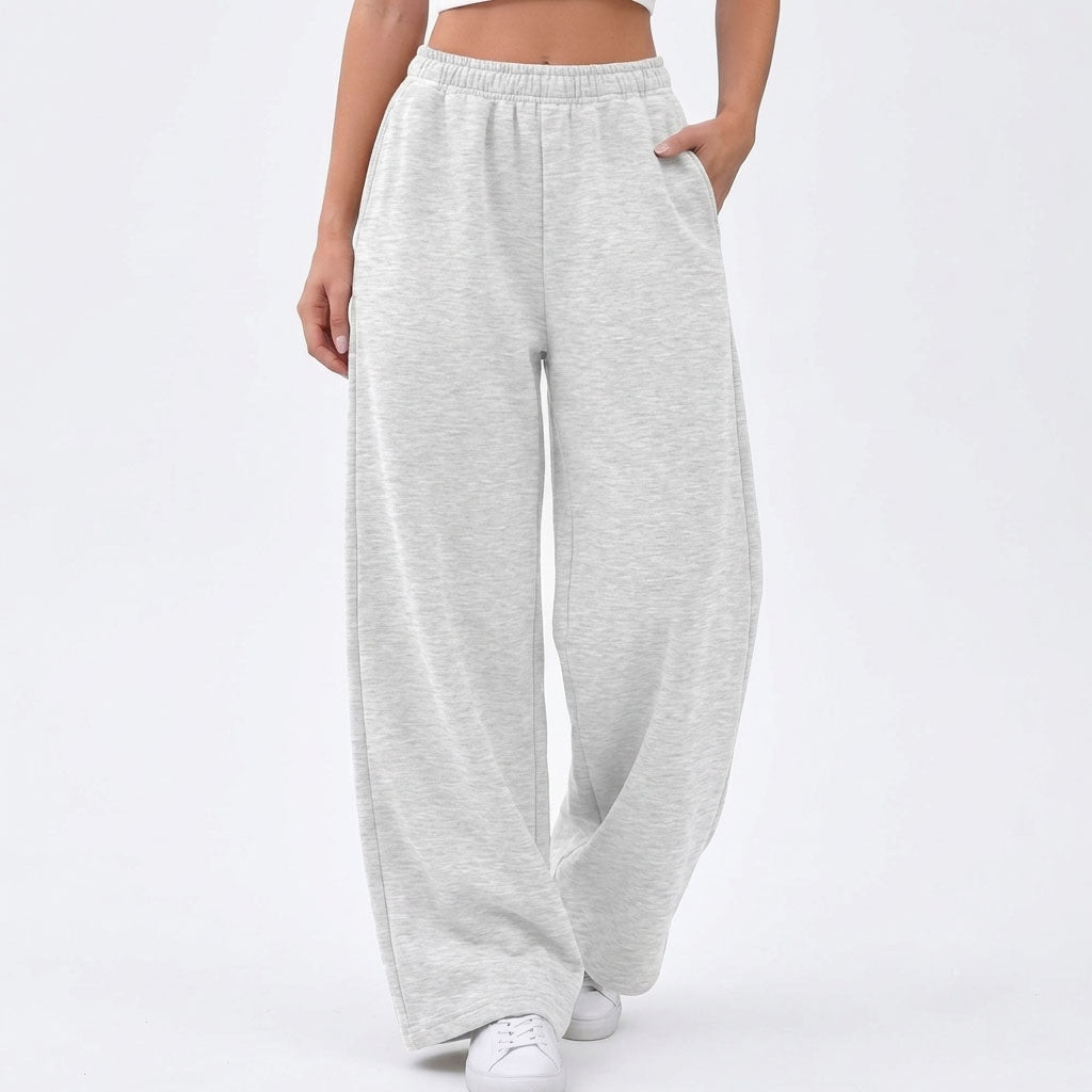 Women's Wide Leg Fleece Lined Sweatpants, Baggy High Waisted Lounge Pants, Casual Warm Winter Joggers with Pockets