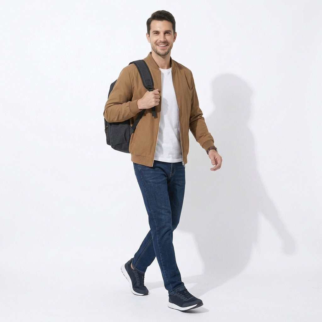 Men's Bomber Jacket, Lightweight Casual Windbreaker Coat, Full Zip Softshell Outerwear for Spring Fall, Stylish Flight Jackets