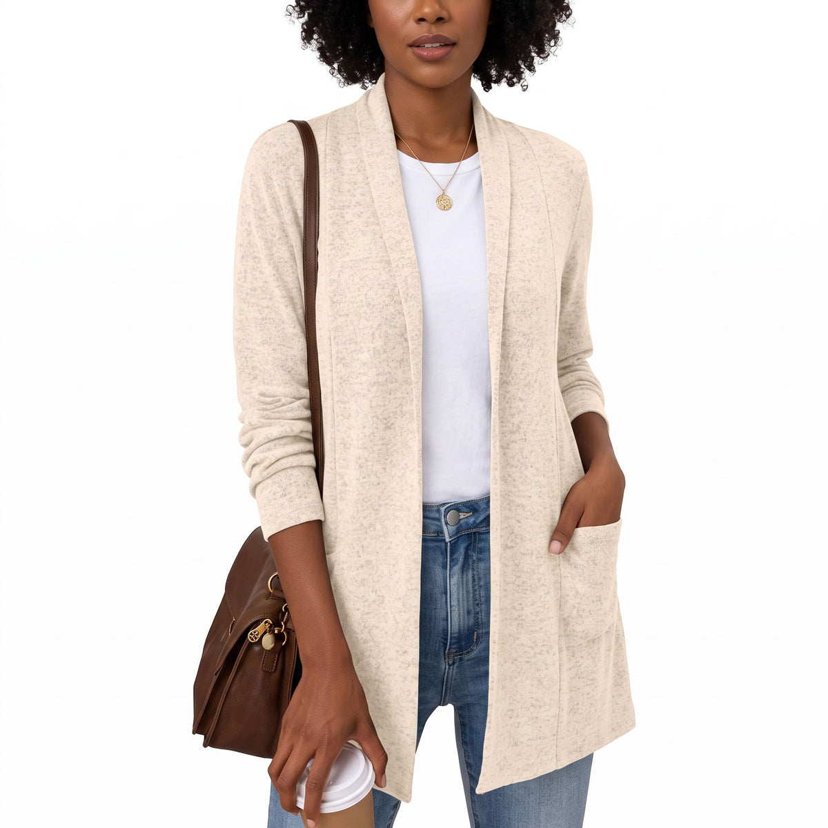 Women's Lightweight Cardigan, Open Front Long Cardigan with Pockets, Casual Soft Knit Fall Sweaters Business Casual Clothes