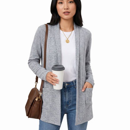 Women's Lightweight Cardigan, Open Front Long Cardigan with Pockets, Casual Soft Knit Fall Sweaters Business Casual Clothes