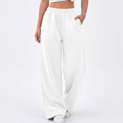Women's Wide Leg Fleece Lined Sweatpants, Baggy High Waisted Lounge Pants, Casual Warm Winter Joggers with Pockets