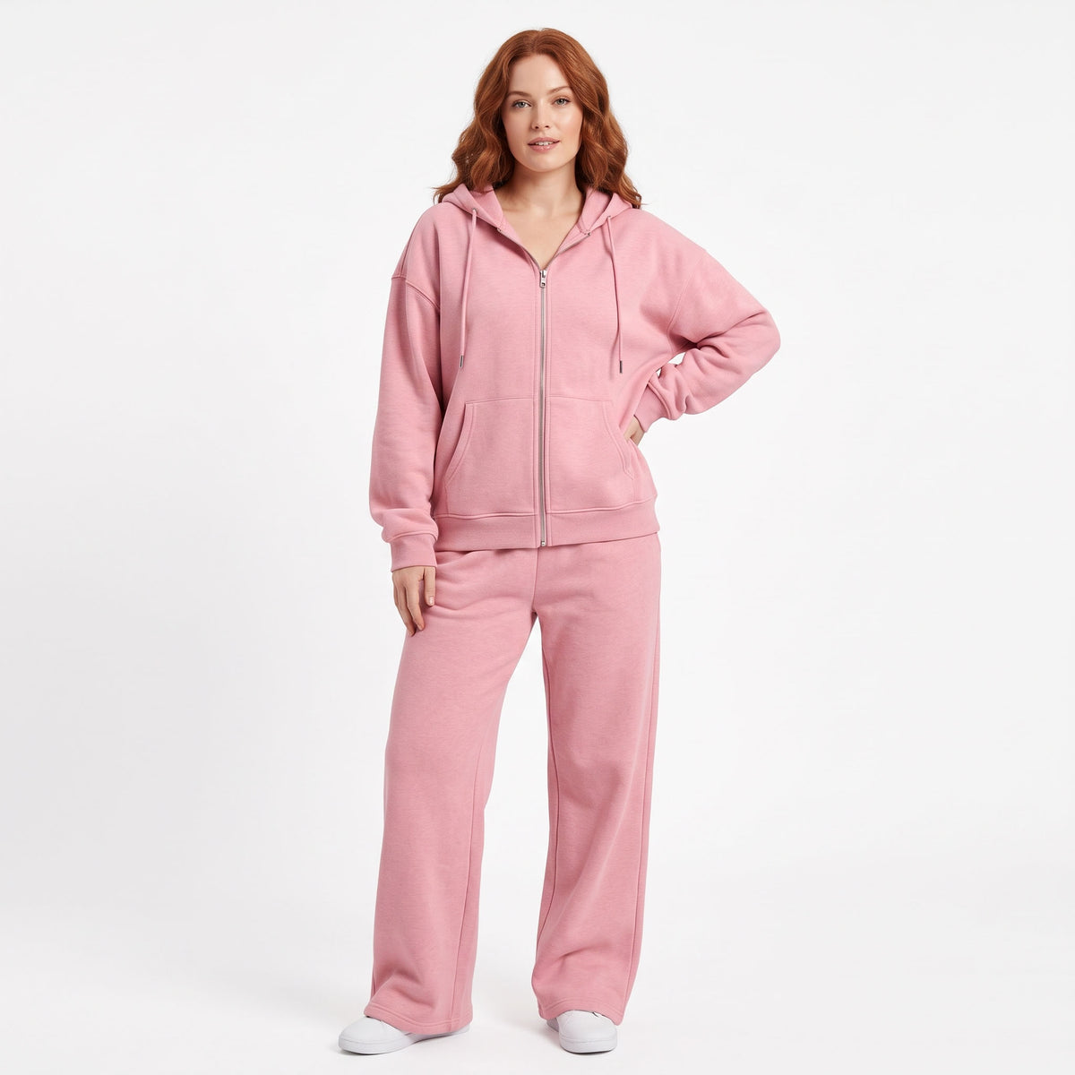 Women's 2 Piece Tracksuit, Cropped Zip Up Hoodie and Wide Leg Sweatpants Set with Pockets, Comfy Fall Airport Travel Sweatsuit
