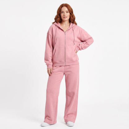 Women's 2 Piece Tracksuit, Cropped Zip Up Hoodie and Wide Leg Sweatpants Set with Pockets, Comfy Fall Airport Travel Sweatsuit