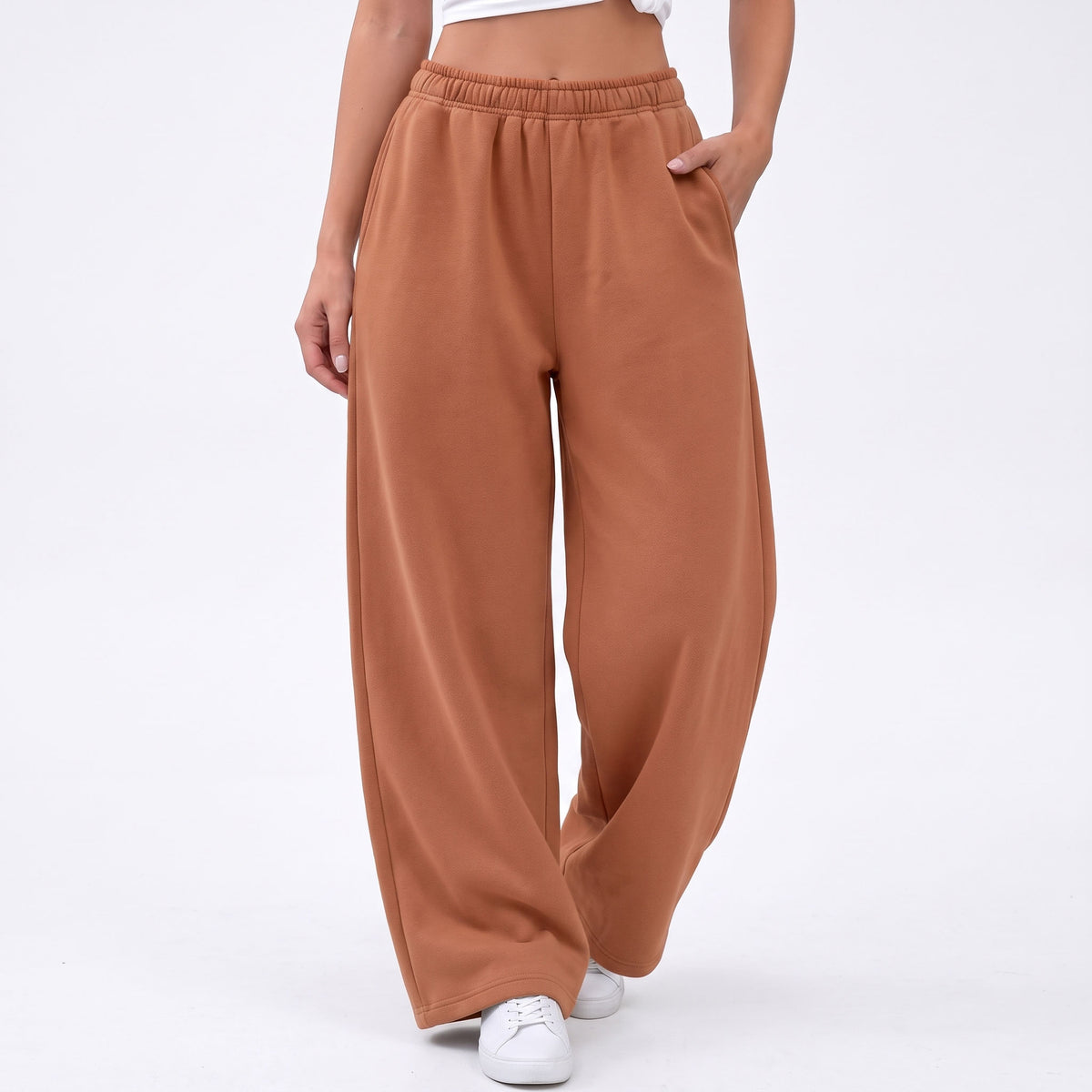 Women's Wide Leg Fleece Lined Sweatpants, Baggy High Waisted Lounge Pants, Casual Warm Winter Joggers with Pockets