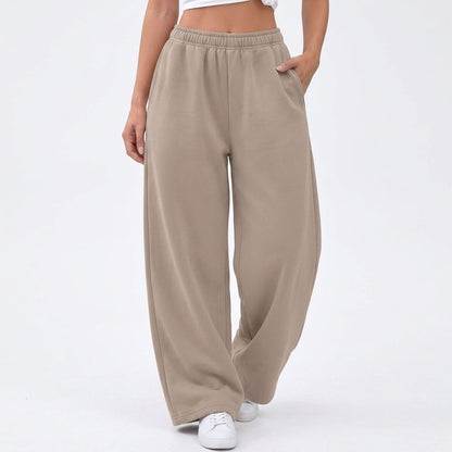 Women's Wide Leg Fleece Lined Sweatpants, Baggy High Waisted Lounge Pants, Casual Warm Winter Joggers with Pockets