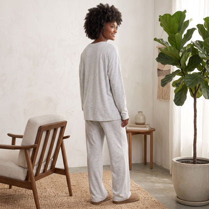 Women's 2 Piece Lounge Sets, Crewneck Long Sleeve Tops & Wide Leg Pants, Comfy Matching Sweatsuit Airport Travel Outfits