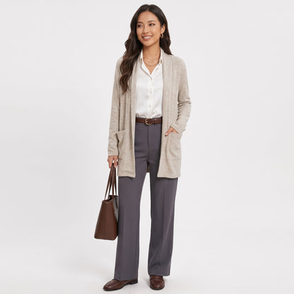 Women's Lightweight Cardigan, Open Front Long Cardigan with Pockets, Casual Soft Knit Fall Sweaters Business Casual Clothes