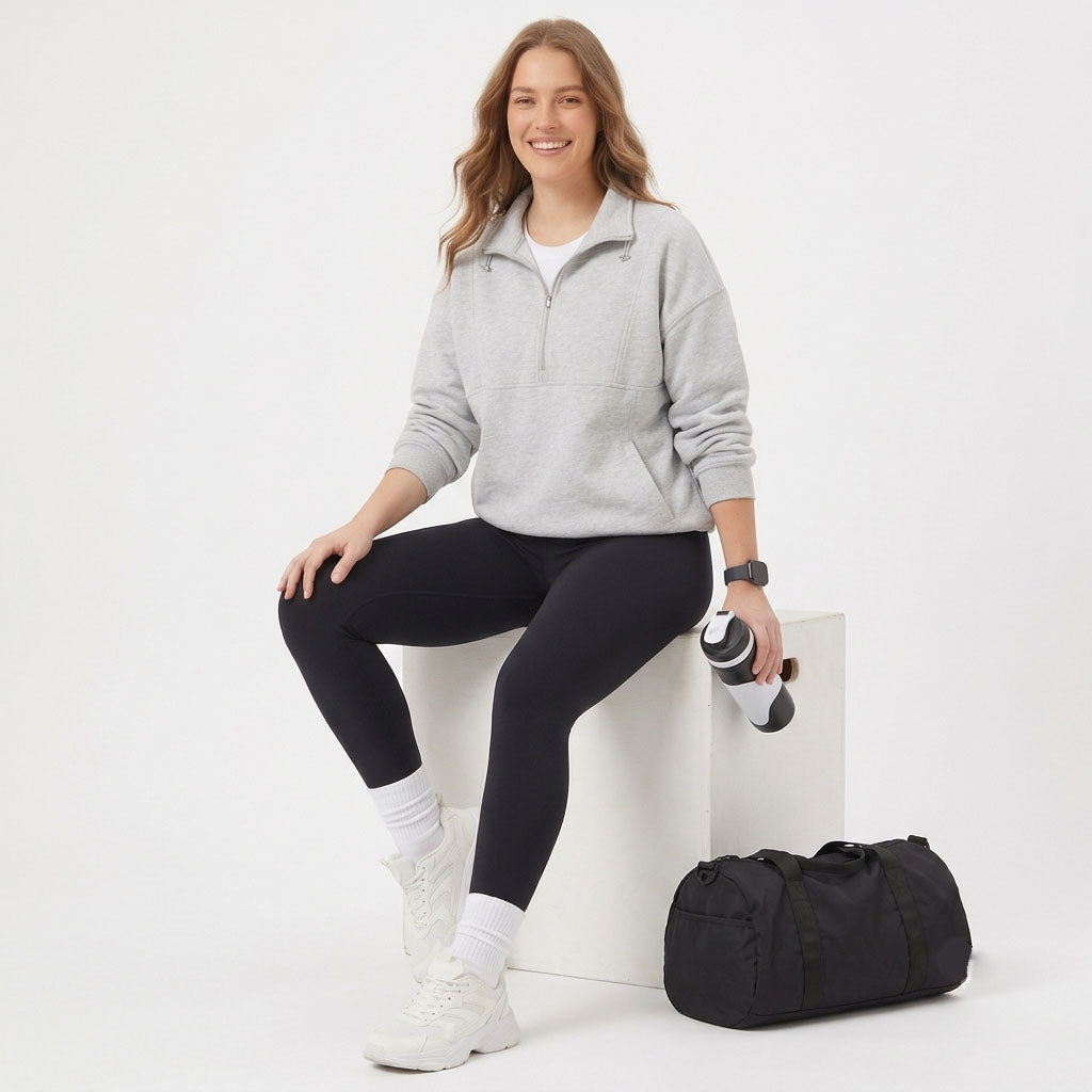Women's Oversized Quarter Zip Fleece Sweatshirt, Mock Neck Pullover with Front Pockets, Casual Long Sleeve Fall Winter Clothes