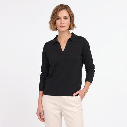 Women's Polo V Neck Lightweight Sweaters, Long Sleeve Collared Knit Pullover, Business Casual Work Office Tops Fall Clothes