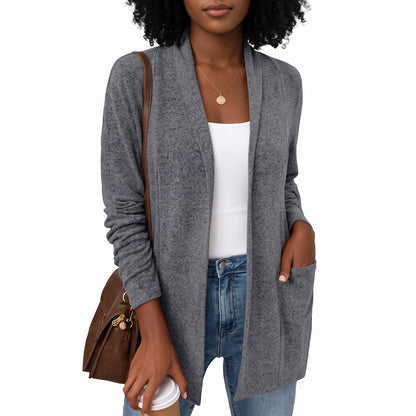 Women's Lightweight Cardigan, Open Front Long Cardigan with Pockets, Casual Soft Knit Fall Sweaters Business Casual Clothes