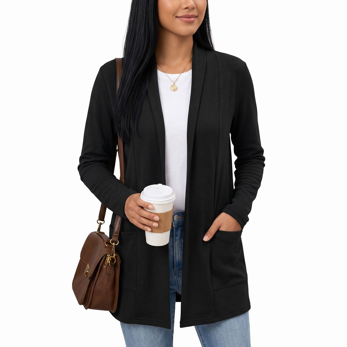 Women's Lightweight Cardigan, Open Front Long Cardigan with Pockets, Casual Soft Knit Fall Sweaters Business Casual Clothes