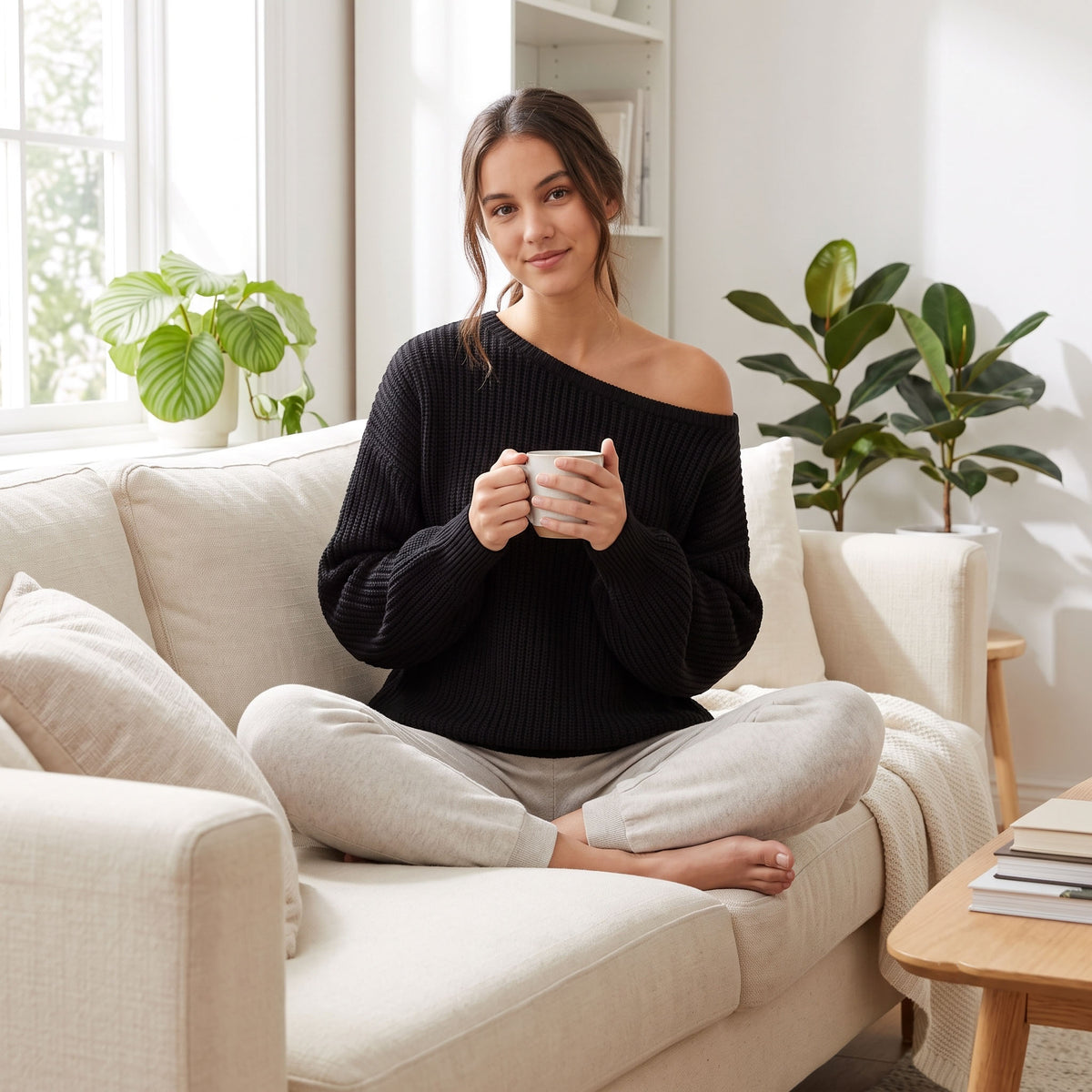 Women's Off The Shoulder Sweaters, Oversized Ribbed Knit Pullover Tops, Long Sleeve Asymmetrical Fall Going Out Clothes