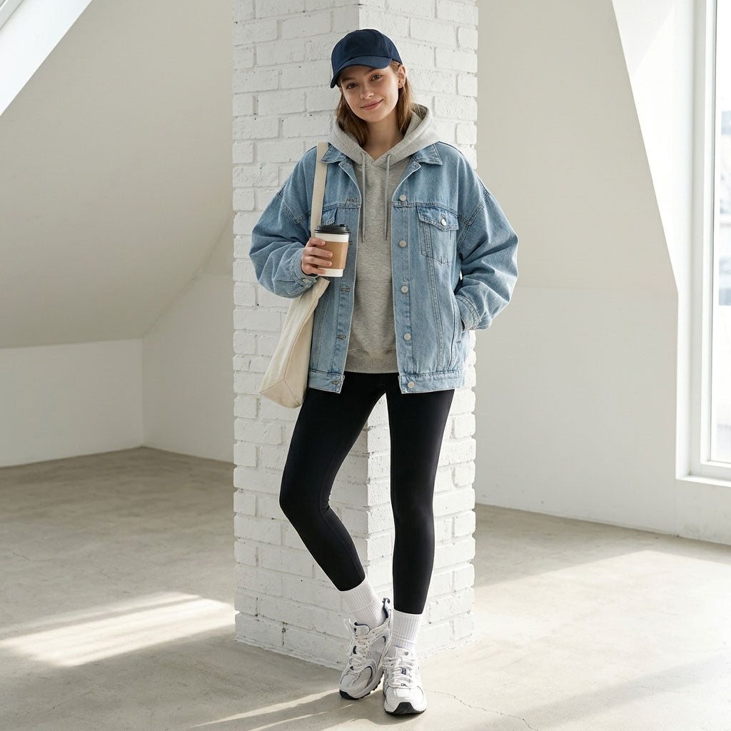 Women's Oversized Denim Jacket, Button Down Long Sleeve Jean Jackets with Pockets, Casual Loose Fit Boyfriend Fall Outerwear
