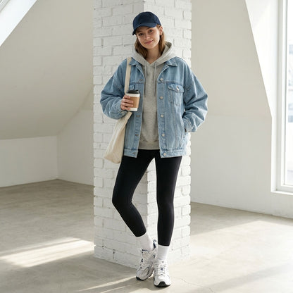 Women's Oversized Denim Jacket, Button Down Long Sleeve Jean Jackets with Pockets, Casual Loose Fit Boyfriend Fall Outerwear
