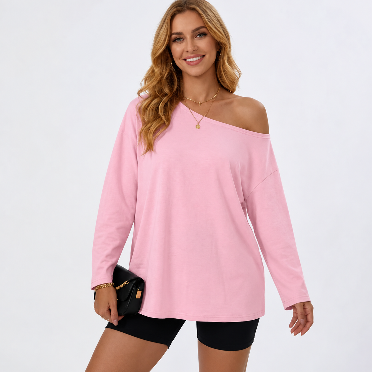 Women's Off The Shoulder Oversized Tops, Long Sleeve Asymmetrical T-Shirts, Casual One Shoulder Fall Going Out Fashion Clothes