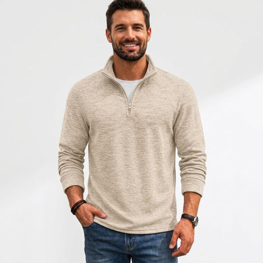 Men's Quarter Zip Pullover Sweater, Thermal Fleece Mock Neck Sweatshirt, Casual Regular Fit Long Sleeve Fall Winter Tops