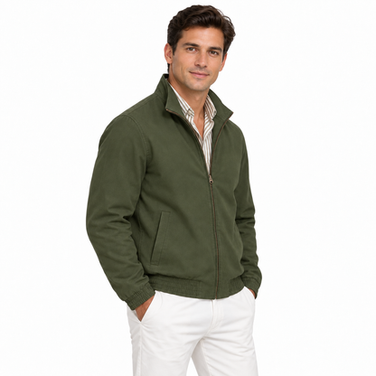 Men's Lightweight Bomber Jacket, Stand Collar Full Zip Casual Windbreaker Coat with Pockets, Spring Fall Utility Outerwear