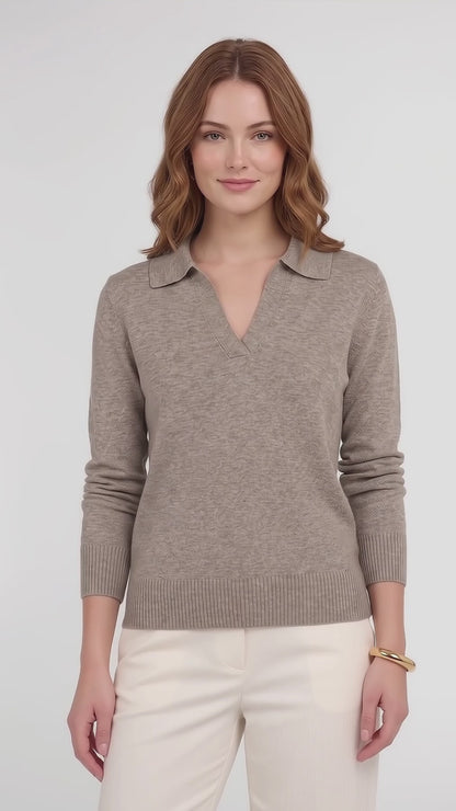 Women's Polo V Neck Lightweight Sweaters, Long Sleeve Collared Knit Pullover, Business Casual Work Office Tops Fall Clothes